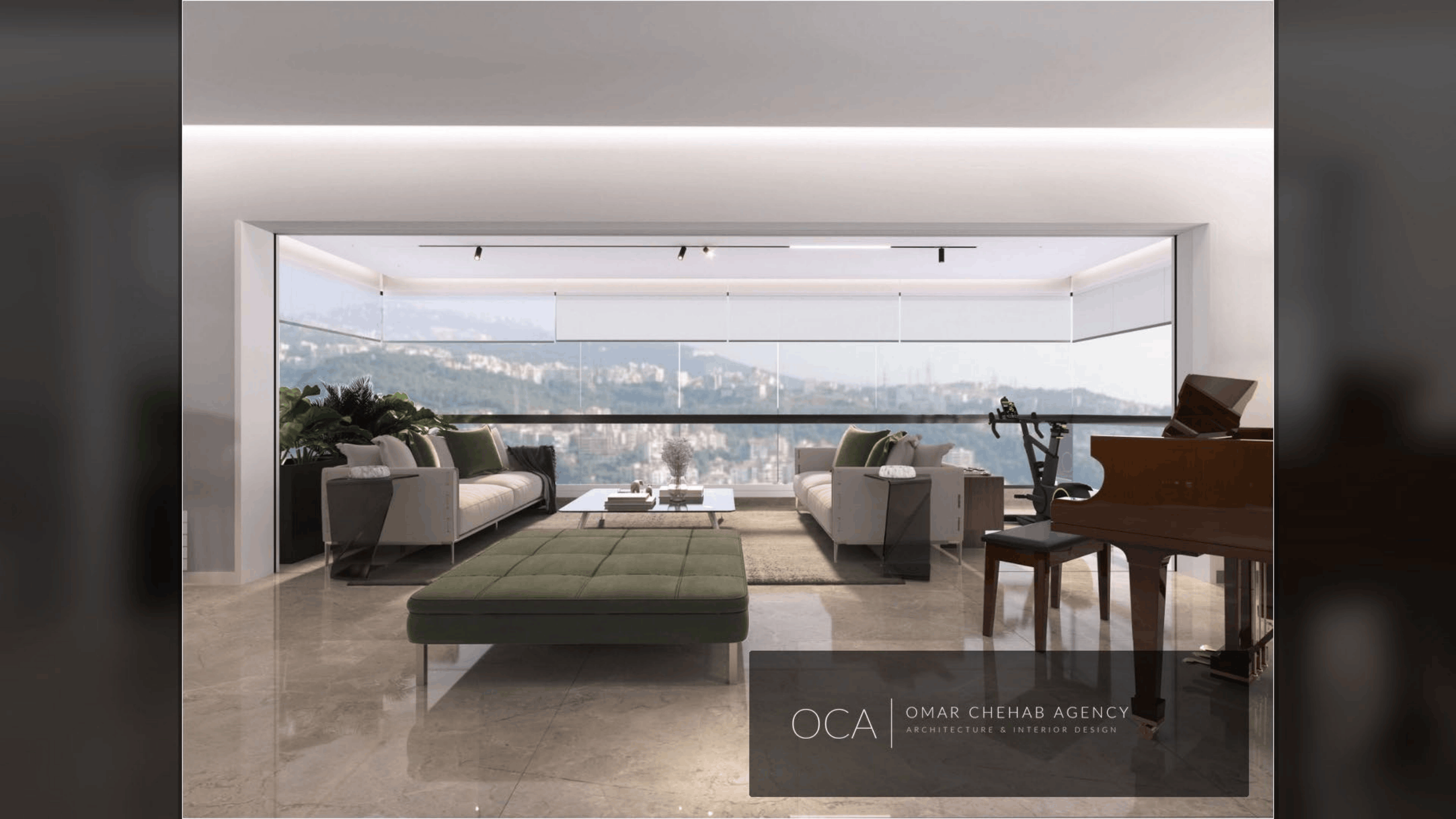 Contemporary interior visualization with timber ceiling details